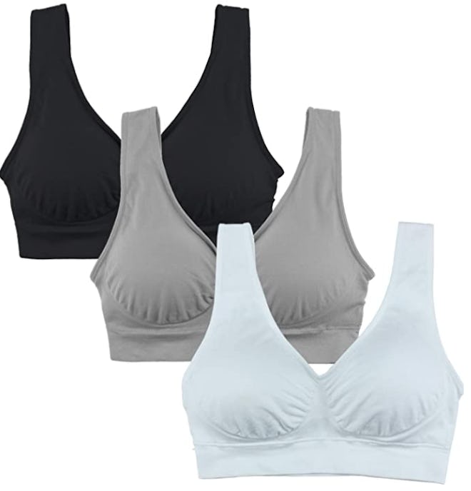 Cabales 3-Pack Seamless Wireless Sports Bra with Removable Pads