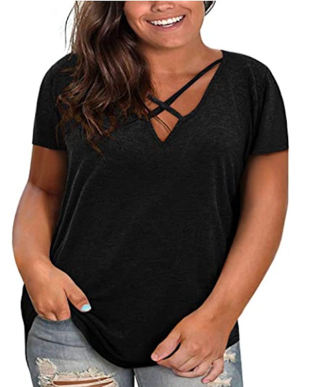 Halourmorning Criss Cross V-Neck Top