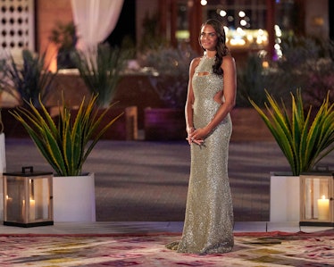 Michelle Young greets sees her group of suitors for the first time during Season 18 of 'The Bachelor...