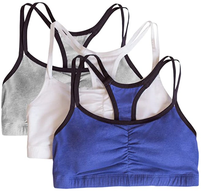 Fruit of the Loom Spaghetti Strap Cotton Pullover Sports Bra (3 Pack)