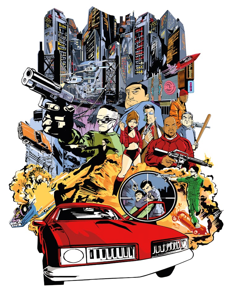 A collage of 'Grand Theft Auto III'