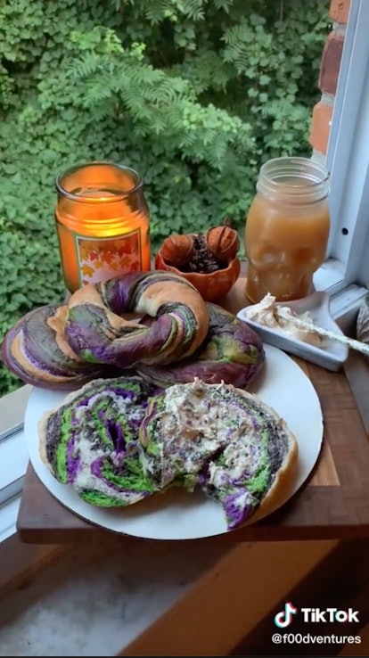 Some 'Beetlejuice'-inspired TikTok recipes include these bagels.