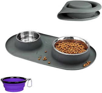 the wesen Collapsible Dog Bowl with No-Spill Non-Skid Silicone Mat