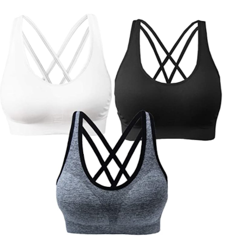 AKAMC Cross Back Sports Bras (3-Pack) 