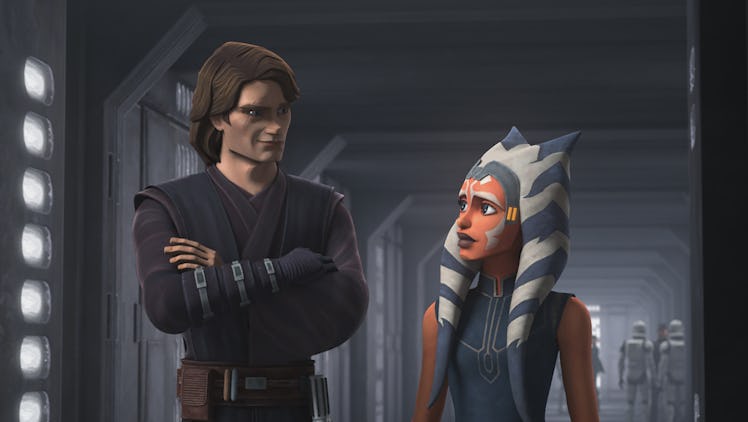 Ahsoka and Anakin in Clone Wars.