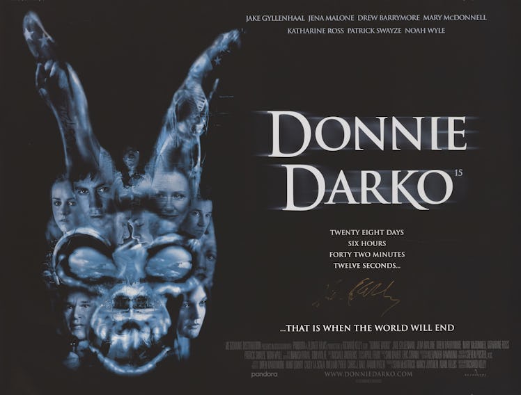 The movie poster for the mind-blowing indie sci-fi movie Donnie Darko with an abstract rabbit illust...