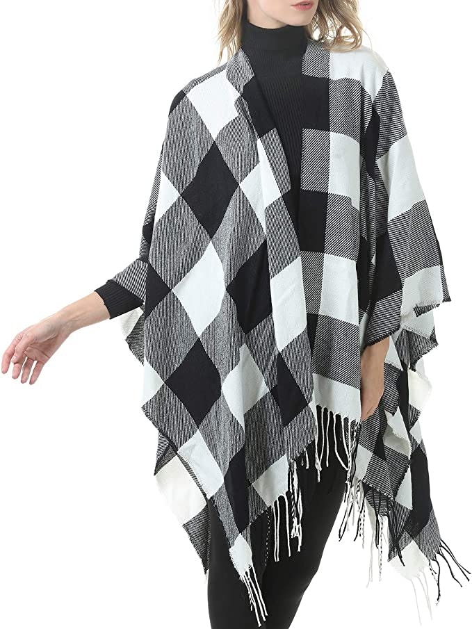 Zando Plaid Poncho Shawl