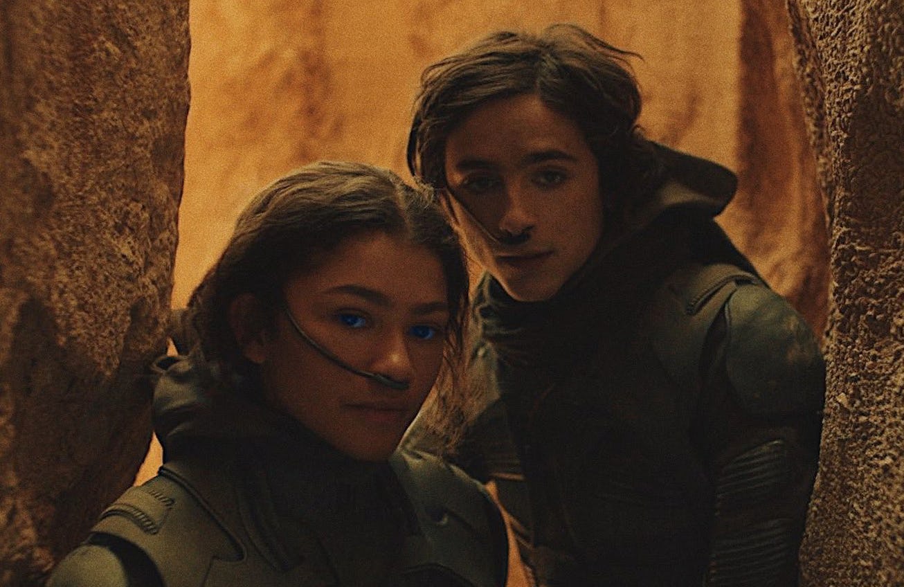 Zendaya and Timothée Chalamet in Dune.