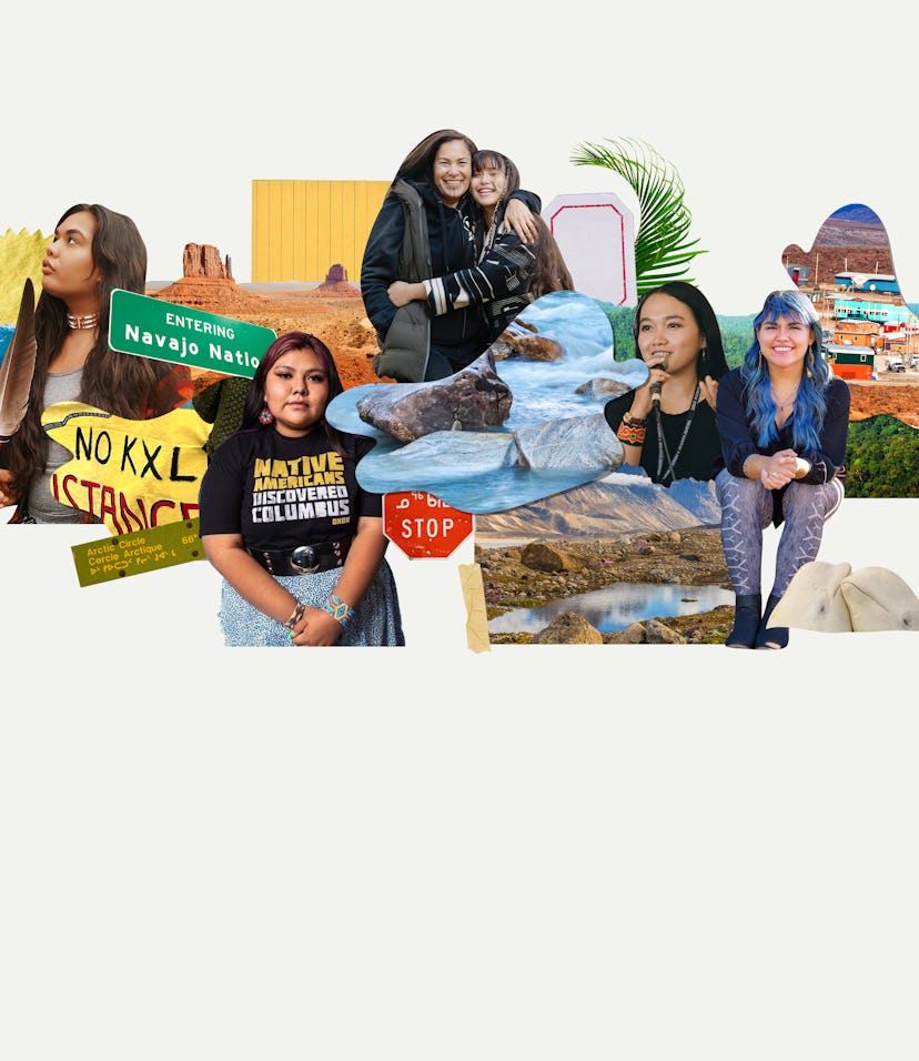 A collage with the indigenous youth leading the next generation of climate activists