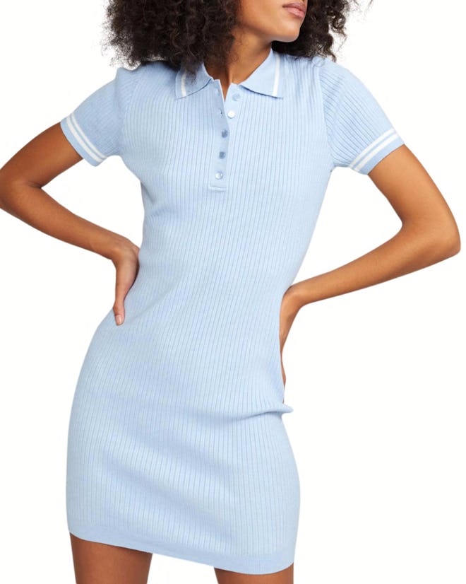 Cynthia Rowley Rib-Knit Mini Polo Dress