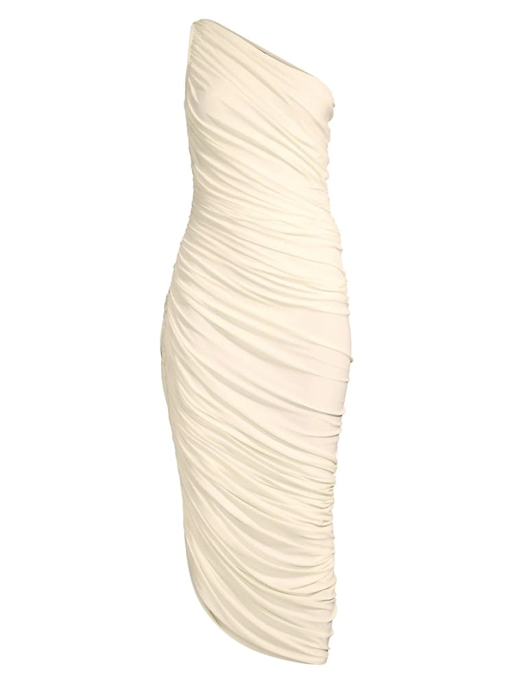 Norma Kamali Diana Ruched One-Shoulder Gown 
