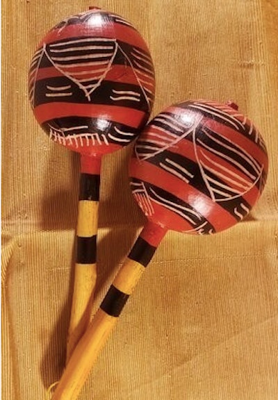 A pair of handmade maracas