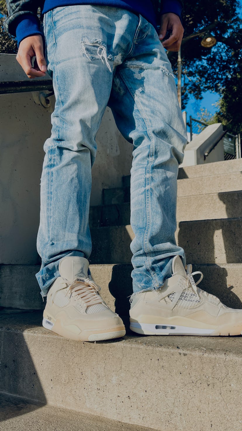 nike off-white air jordan 4 sail on feet review
