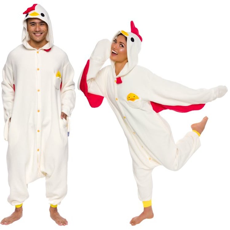 Silver Lilly Unisex Adult Pajamas - Plush One Piece Cosplay Chicken Animal Costume
