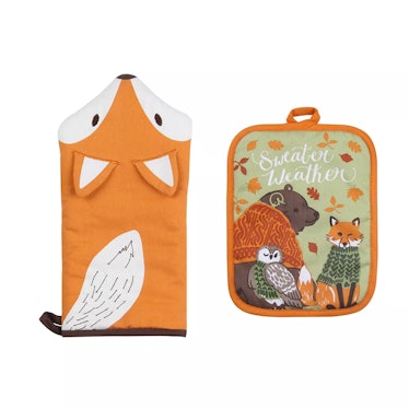 Celebrate Fall Together Fox Oven Mitt & Pot Holder Set