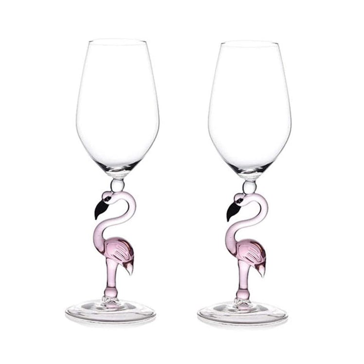 Creative Pink Flamingo Cocktail Martini Goblet Glass Cool Tableware Unique Bar Wine Set