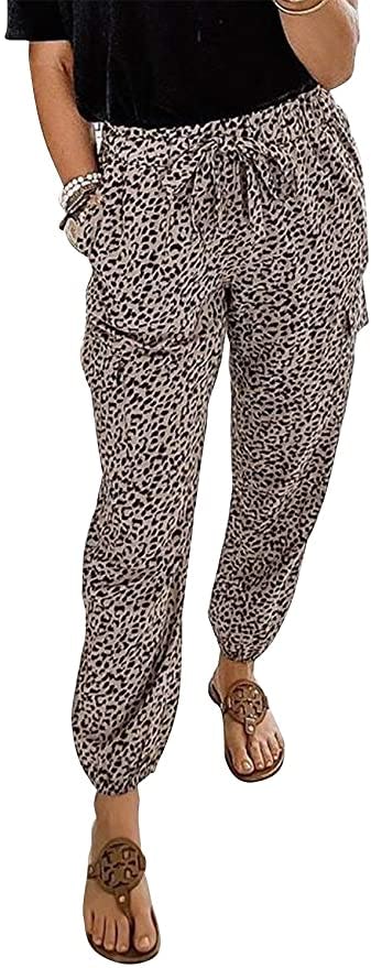 ROSKIKI Animal Print Drawstring Lounge Pants