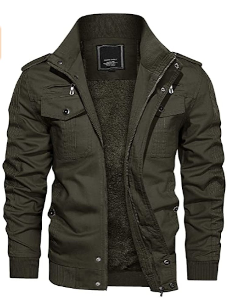 CRYSULLY Men's Winter Casual Thicken Multi-Pocket Field Jacket
