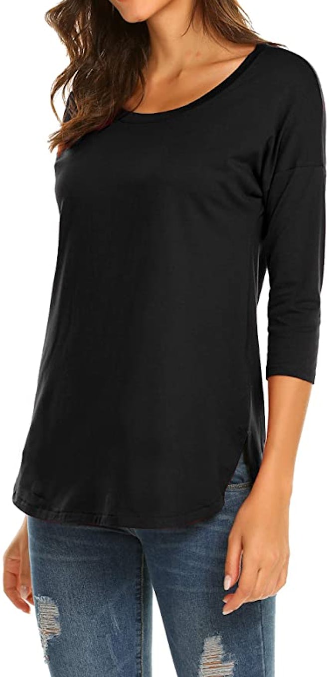 Sherosa 3/4 Sleeve Scoop-Neck Tunic T-Shirt