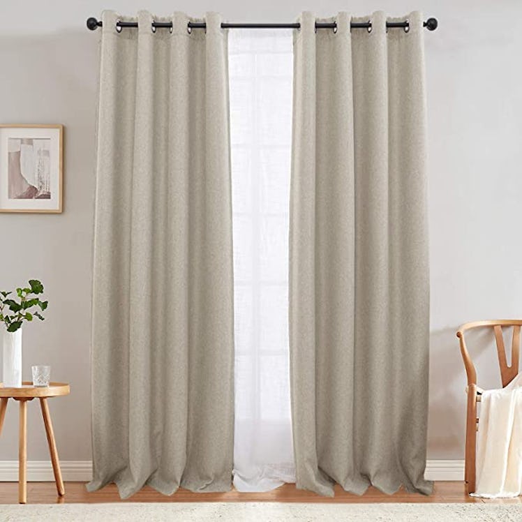 jinchan Linen-Textured Room-Darkening Curtains