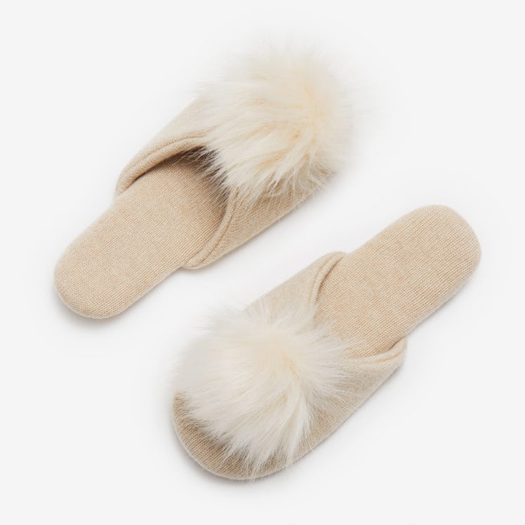 Cashmere Pom Pom Slippers