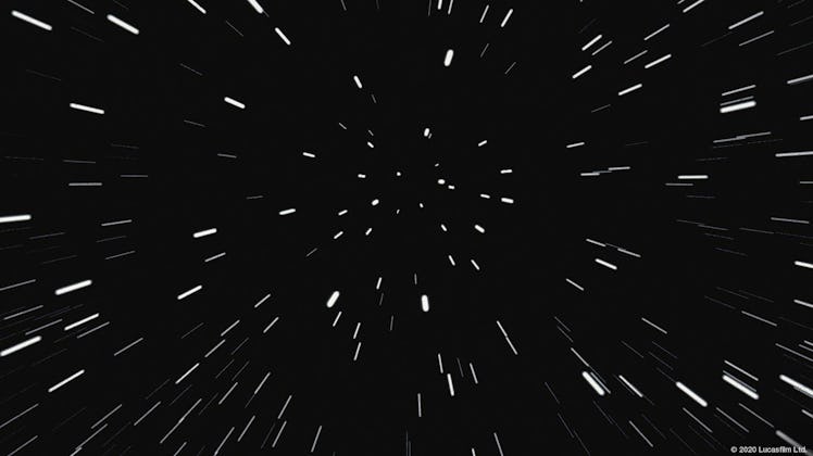 This space Zoom background is 'Star Wars' themed.