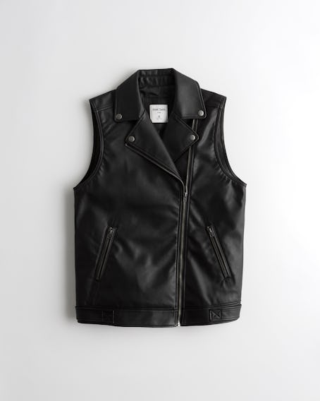 Social Tourist faux leather moto vest for 2021 holiday collection