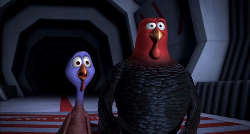 Two turkeys in the Thanksgiving movie for kids 'Free Birds'