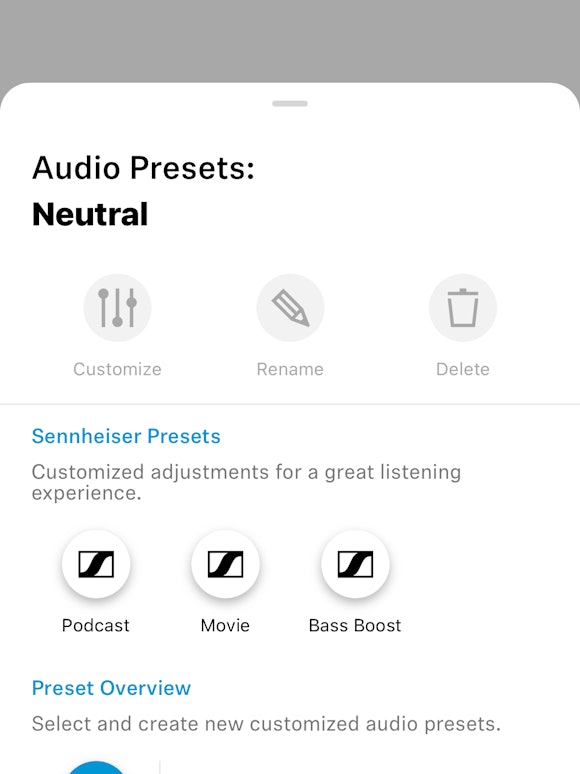 The app interface for Sennheiser's CX Buds