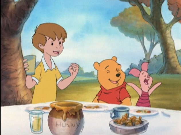 Christopher Robin, Winnie the Pooh, and Piglet in Winnie the Pooh: Seasons of Giving, a Thanksgiving...