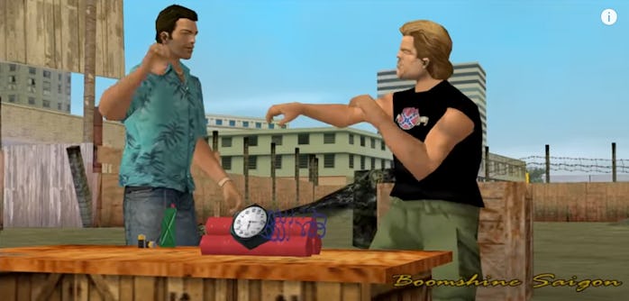 A cutscene featuring Phil Cassidy in GTA: Vice City