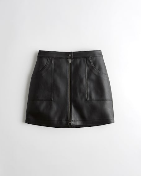 Social Tourist faux leather zip-front skirt for 2021 holiday collection 