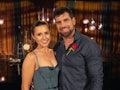 Katie Thurston and Blake Moynes pose for a photo after getting engaged on ABC's The Bachelorette.