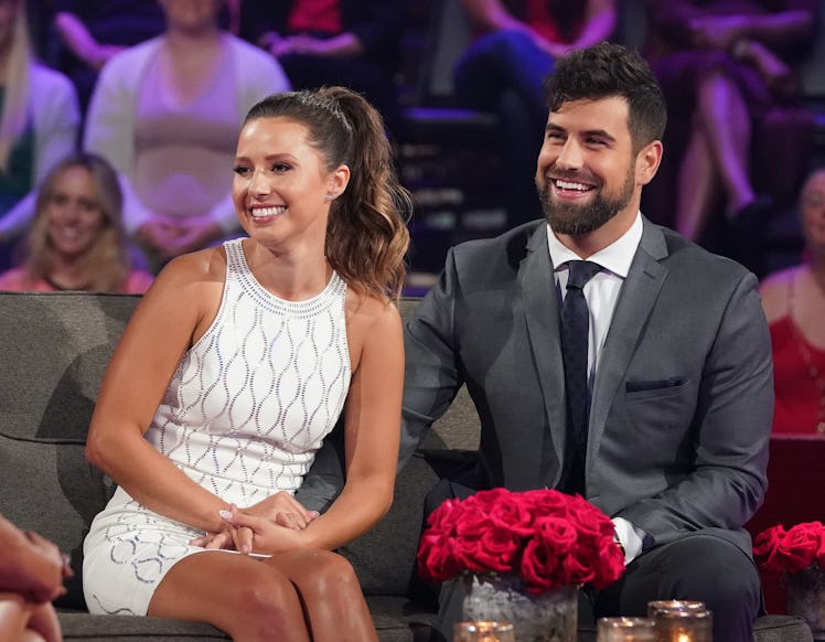 Newly engaged couple Katie Thurston and Blake Moynes sit side by side at The Bachelorette: After the...