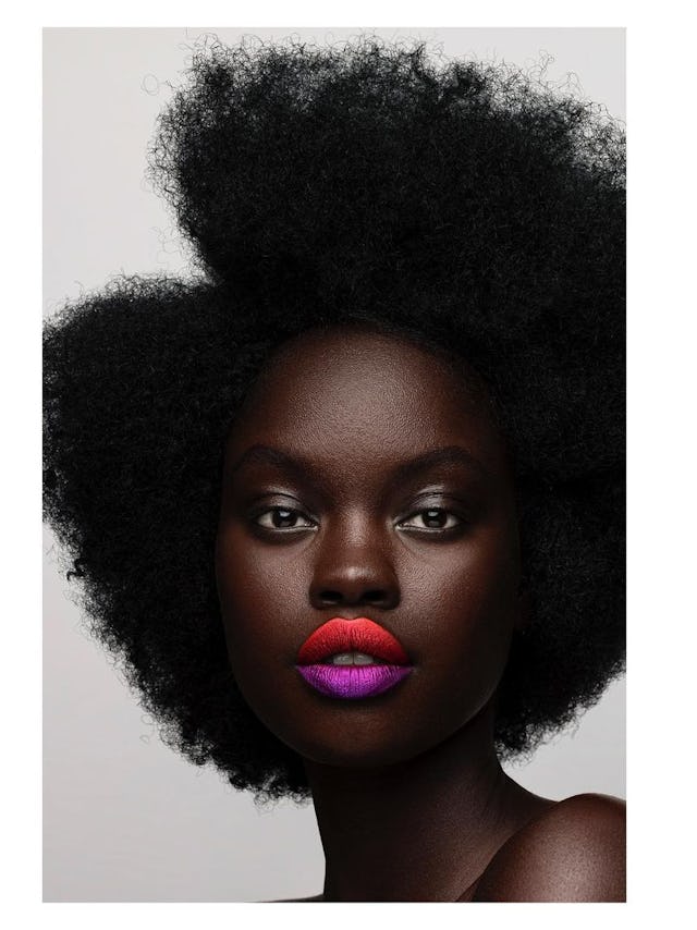 model with colorful lipstick