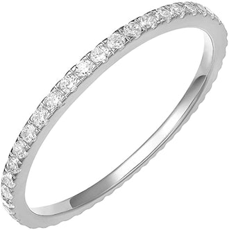 PAVOI 14K Gold Plated Sterling Silver CZ Simulated Diamond Stackable Ring