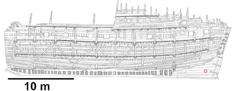 a blueprint of the mary rose including its hull sample