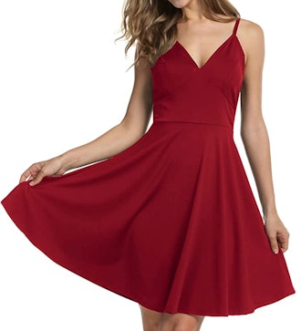 Amazon ELESOL Women Summer Dress in Wine Red
