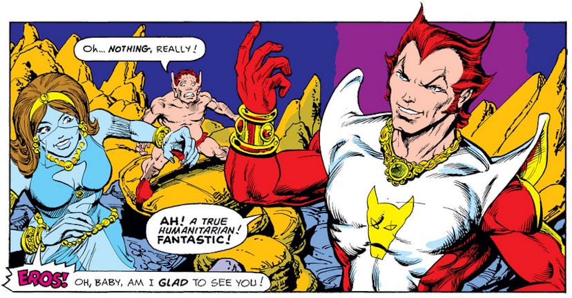 Harry Styles' MCU character, Eros, was introduced nearly 50 years ago in the comics. Screenshot via ...