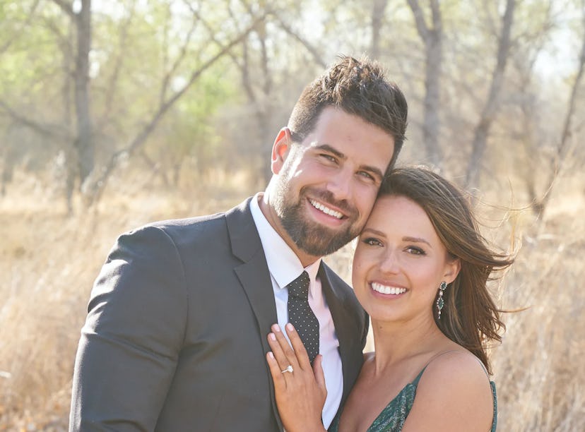 Blake Moynes and Katie Thurston pose after their engagement on Season 17 of 'The Bachelorette'