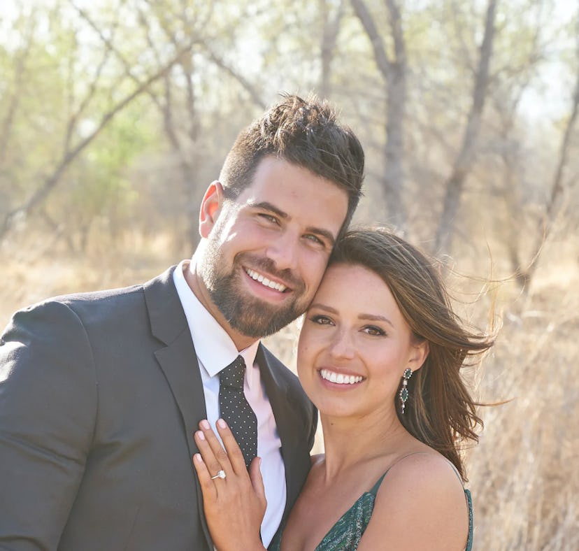 Blake Moynes and Katie Thurston pose after their engagement on Season 17 of 'The Bachelorette'