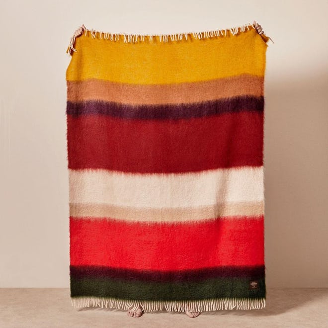 brightly colored striped throw