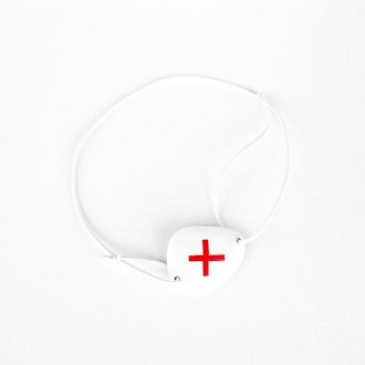 Elle Driver White Leather Eye Patch with Red Cross
