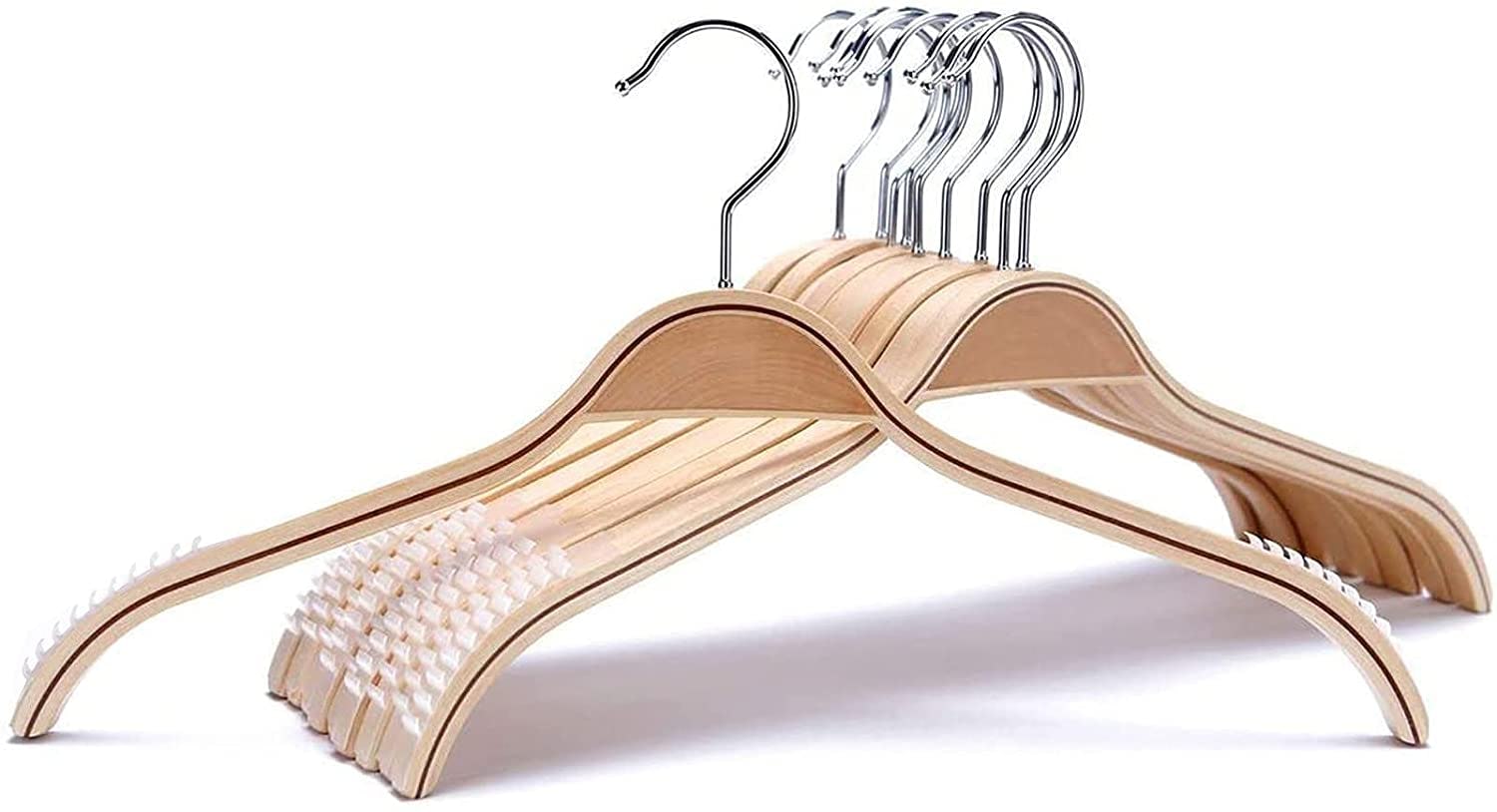 JS HANGER Non-Slip Wooden Hangers (10-Pack)
