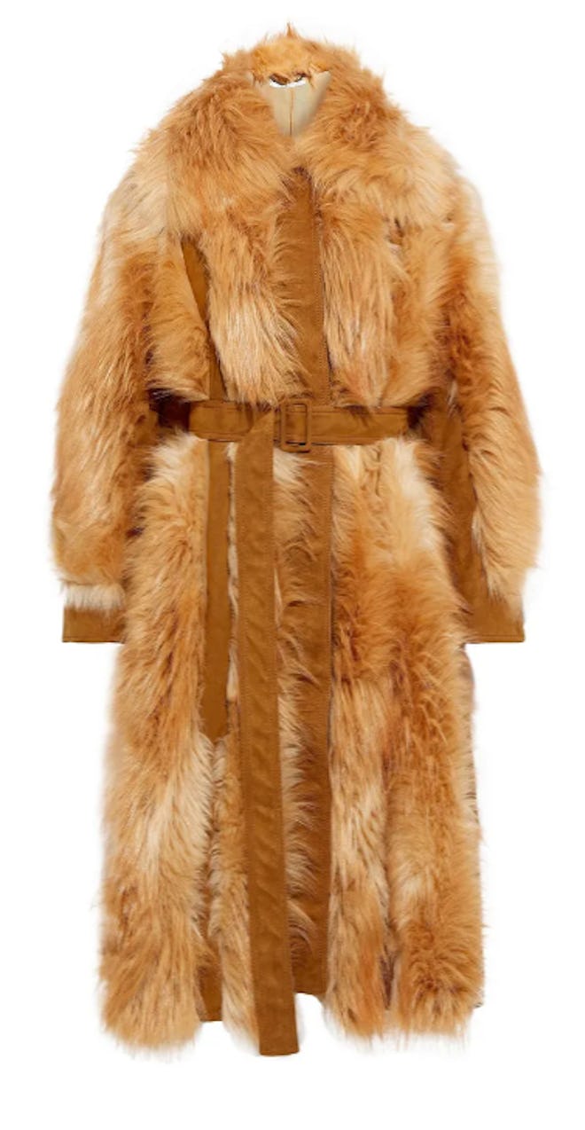 Stella McCartney's belted faux fur suede coat. 