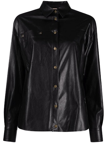 Faux-Leather Long-Sleeve Shirt  TWINSET