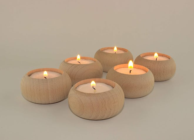 Homefortable Wood Candle Holders (Set of 6)