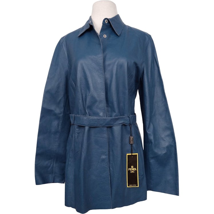 Fendi  90’s Buttery Blue Italian Leather Jacket 