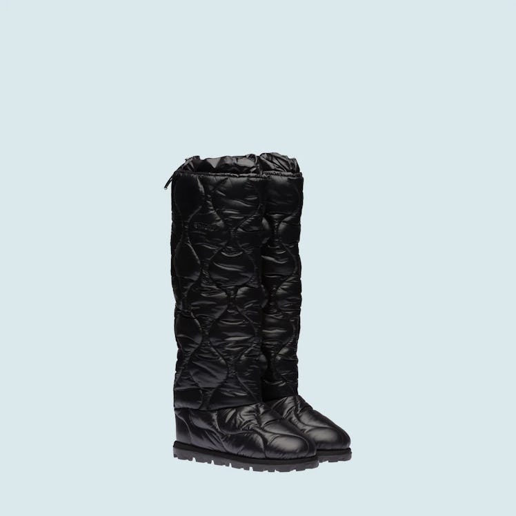 Black Padded Nylon Boots from Miu Miu Fall/Winter 2021.