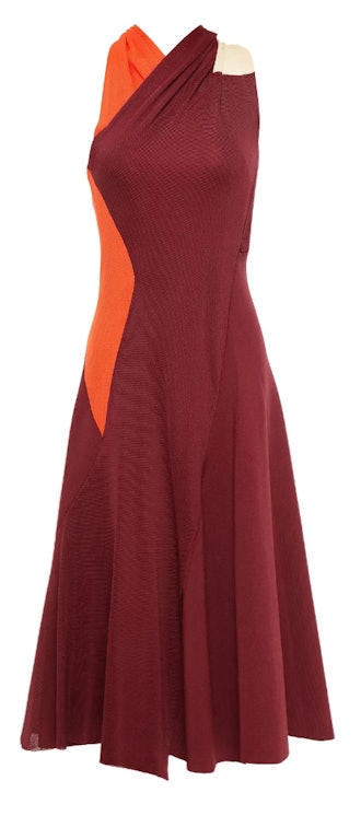 Victoria Beckham Colorblock Stretch Knit Midi Dress 